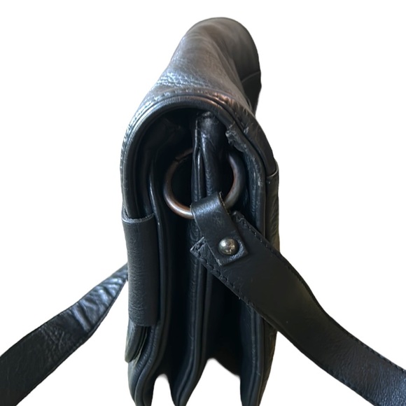 Just Female Ever Black Leather Flap Shoulder Bag Crossbody - Picture 8 of 16